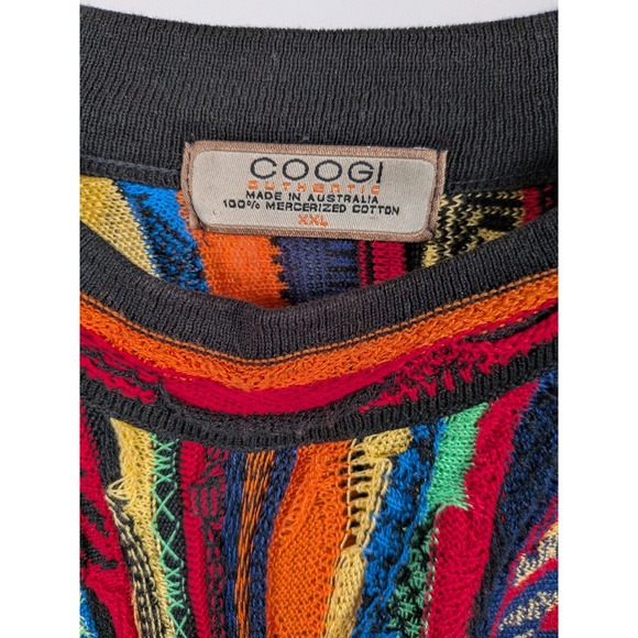 Coogi Sweater Mens XXL 2XL Light Multicolor 3D Knit Cotton Vintage 90s Australia - Picture 2 of 12